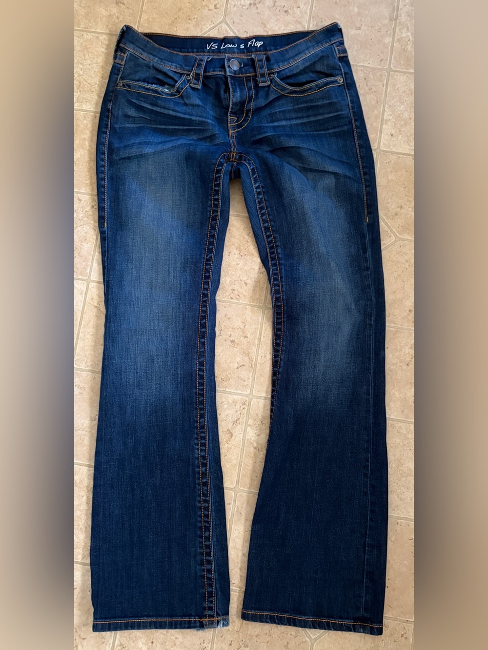 VICTORIA’S SECRET JEANS CURVY FIT DARK BLUE STRETCH FLAP POCKETS SIZE 6